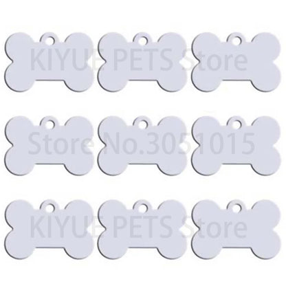 Wholesale 100Pcs Dog ID Tags Laser Engraving Bone Tags Name Plate Personalized Customized Name ID Tags Dogs Pendant Pet Tag