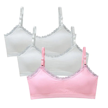 1/3pcs Girls Lace Bras Children Breathable Underwear Kids Tube Tops Soft Cotton-Padded Teens Youth Girls Washable Bras Camisoles