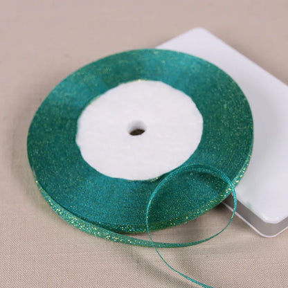 25Yards 6mm Silver Gold Glitter Silk Satin Ribbon Party Home Wedding Decoration Gift Wrapping Christmas Halloween DIY Material