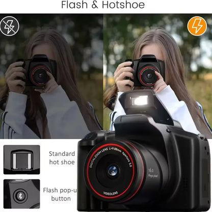 Digital Camera Portable 16X Zoom Video Camcorder Photography Telephoto Camera for Students Beginner Professional Photographer