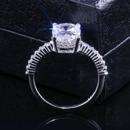 Huitan Oval Finger Ring Band Dazzling Brilliant CZ Stone Four Prong Setting Classic Wedding Anniversary Gift for Wife&Girlfriend