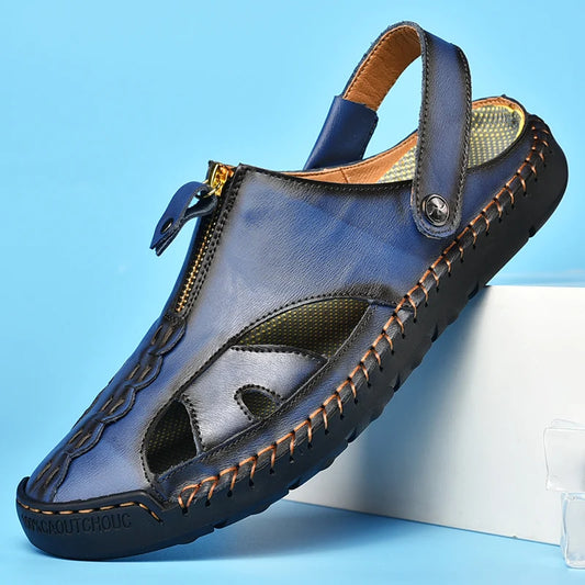 Summer Men Sandals Genuine Leather Men's Casual Shoes Outdoor Men Leather Sandals for Men Beach Shoes Roman Men's Shoes