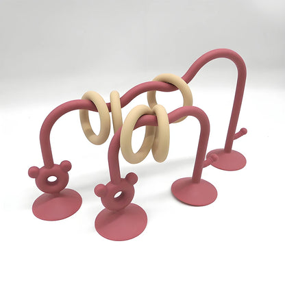 Silicone Children's Silicone Desktop Toys Bead Wrap Baby Early Learning Puzzle Game Toys Highchair Desktop Adsorption Toys