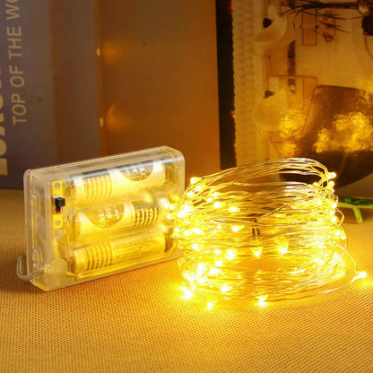 Battery Powered Copper Wire LED String Lights for Holiday Decoration