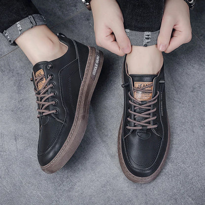 Men's Leather Shoes Casual Comfort Cricket Shoes Fashion Sneakers for Men Lightweight Driving Shoes