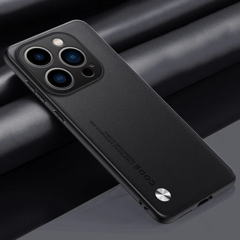 For iPhone 16 Pro Max Case Premium PU Leather Back Cover iPhone16 I Phone 16Pro 16 ProMax Plus Silicone Bumper Shockproof Coque