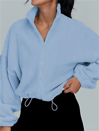 Women's Stand-Up Neck Zipper Cardigan