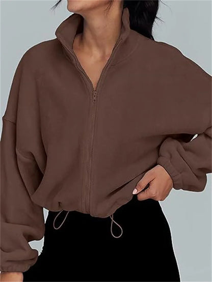 Women's Stand-Up Neck Zipper Cardigan