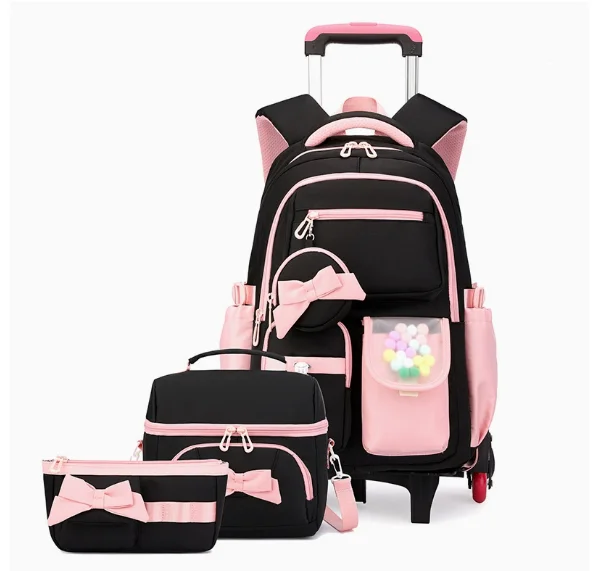 3 Pcs  School Wheele Backpack Bag Rolling Backpack for Girls Trolley Bags for Elementary Middle High School Wheeled Bookbag Girl
