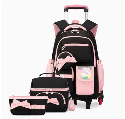 3 Pcs  School Wheele Backpack Bag Rolling Backpack for Girls Trolley Bags for Elementary Middle High School Wheeled Bookbag Girl