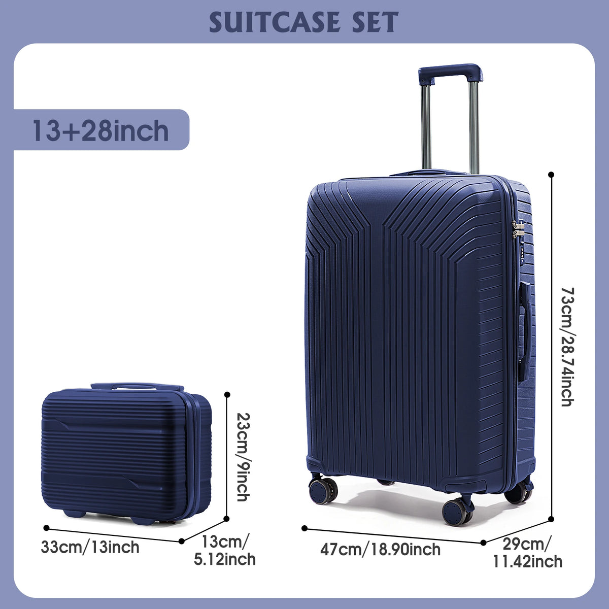 2024 New Durable13/20/28 Carry-On Suitcase - PP Material, Zippered & Password Lock, for Travel,Business Trip Cabin Luggege Trunk