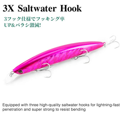 130F Ultra Long Casting Floating Wobbler Minnow Hard Bait 130mm 23g Flounder Sea Bass Saltwater Sea Fishing Lure Depth 0.8-1.5m