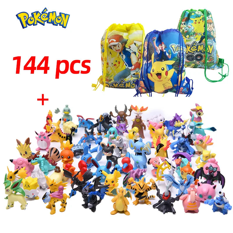 144 Style Pokemon Figure Toys Anime Pikachu Action Figure Model Ornamental Decoration Collect Toys for Children's Christmas Gift