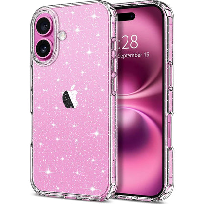 Glitter Clear Case for iPhone 18 17E 17 Air 16 E Pro Max 16e 15 Plus 14 13 Mini 12 11 SE 2022 2020 Girls Phone Cover Accessories
