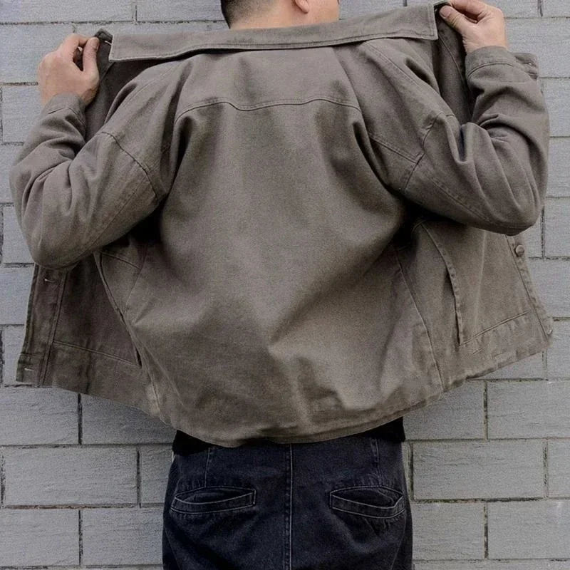 Jeans Coat for Men Padded With Sheep Cargo Denim Jackets Man Padding Wool Brown Warm Trendy Winter Oversize New in 2025 Big Size