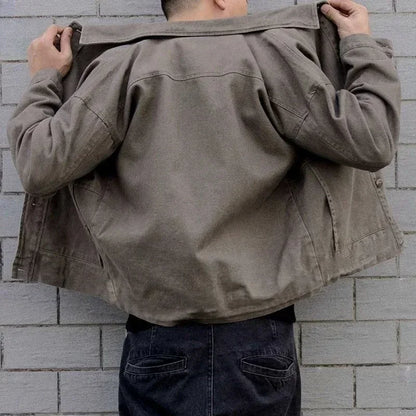 Jeans Coat for Men Padded With Sheep Cargo Denim Jackets Man Padding Wool Brown Warm Trendy Winter Oversize New in 2025 Big Size