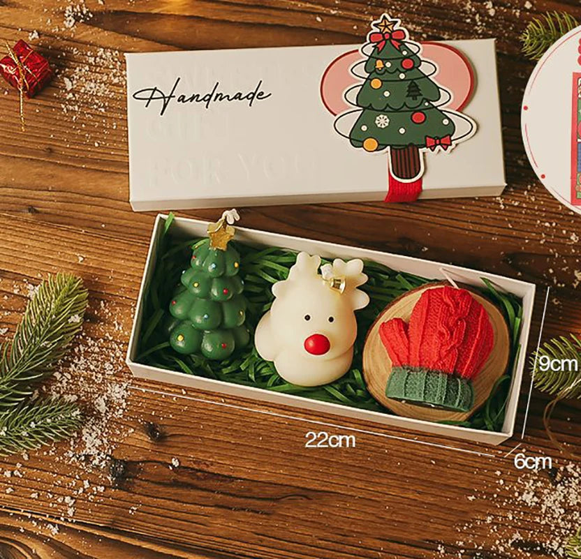 Christmas Scented Candle Decorative Christmas Candle Gift Set Holiday Aroma Candle Festive for Gifting Dining Room Christmas