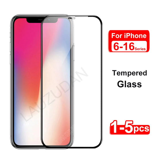 2-5Pcs Tempered Glass for iPhone 11 12 13 14 15 17 18 Pro AIR XR XS Max Mini Screen Protector for iPhone 16 Pro Protective Glass