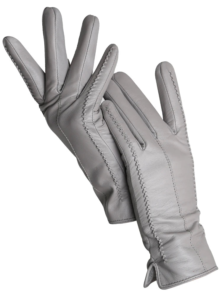Women's Sheepskin Gloves Winter Warm Plus Velvet Short Thin Touch Screen Driving Color Women's Leather Gloves Good Quality -2226