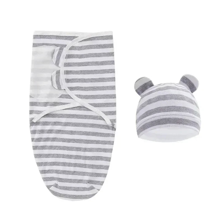 Baby Blanket Hat Set Cartoon Printed Cottono Newborn Swaddle