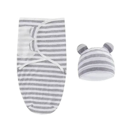 Baby Blanket Hat Set Cartoon Printed Cottono Newborn Swaddle