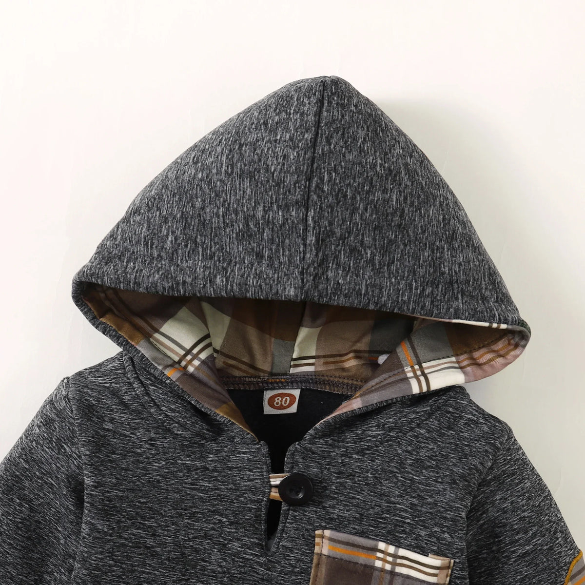Winter Toddler  Boy    Hoodie Clothes  Baby  Outfits, Little Boys Plaid  Spliced  Long-Sleeved  With  Pants  2PCS  Clothing  Set