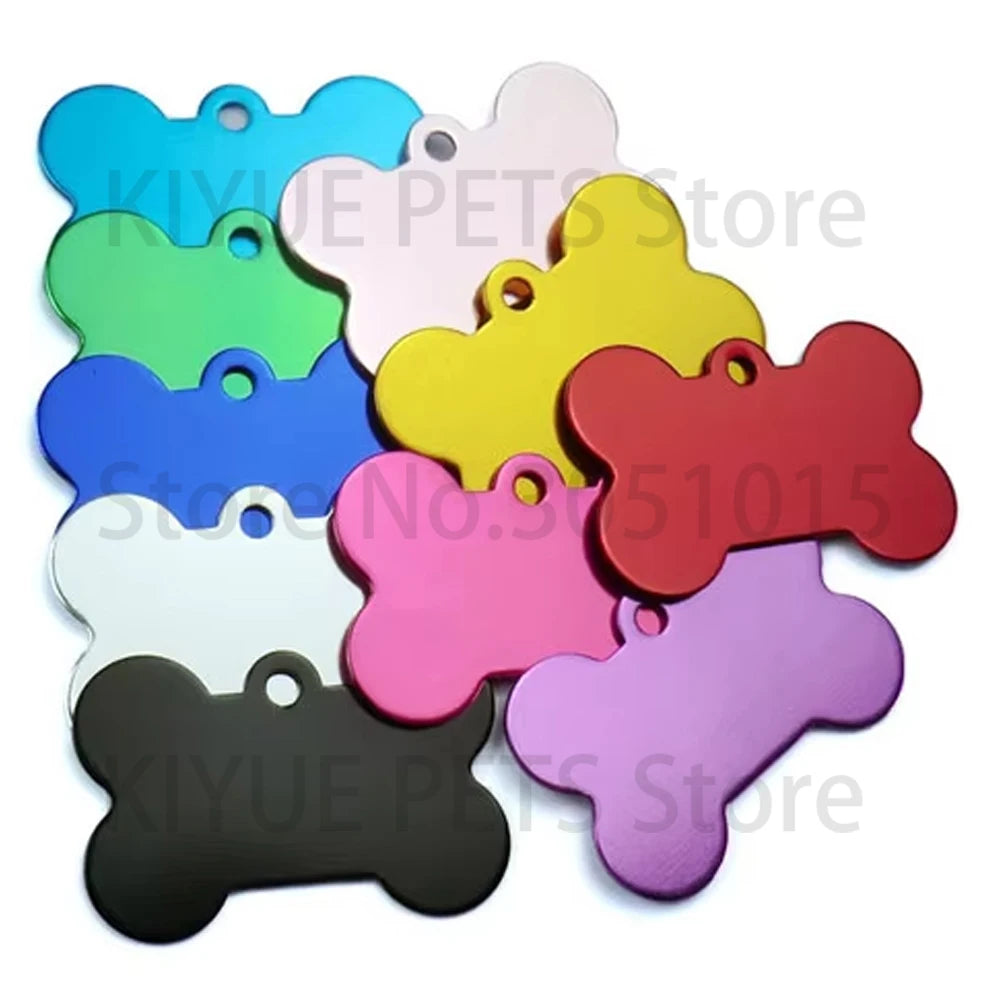 Wholesale 100X Personalized Blank Dog ID Tag Customized Dog Name Tag Phone Pet ID Tags Dog Cat Pet Military Man Tag Aluminum
