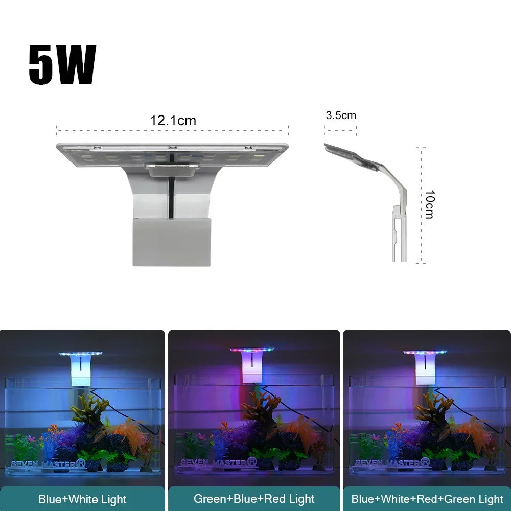 Super Slim LED Aquarium Light Lighting Plants Grow Light 5w/10w/15w Aquatic Plant Lighting Waterproof Clip-On Lamp for Fish Tank