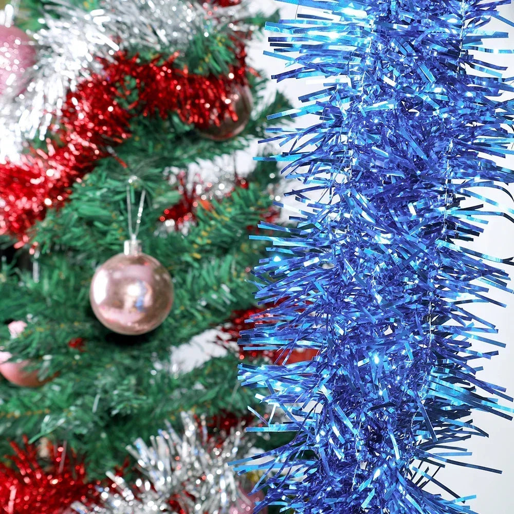 1.5-30m Christmas Ribbon Garland Cane Foil Tinsel Glitter Metallic Xmas Tree Wrapping Ribbons Ornaments DIY New Year Party Decor