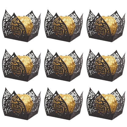 10-50Pcs Eid Mubarak Chocolate Wrappers Mini Baking Cups Cake Liner Ramadan Candy Gift Packaging Box Eid Party Decor Supplies
