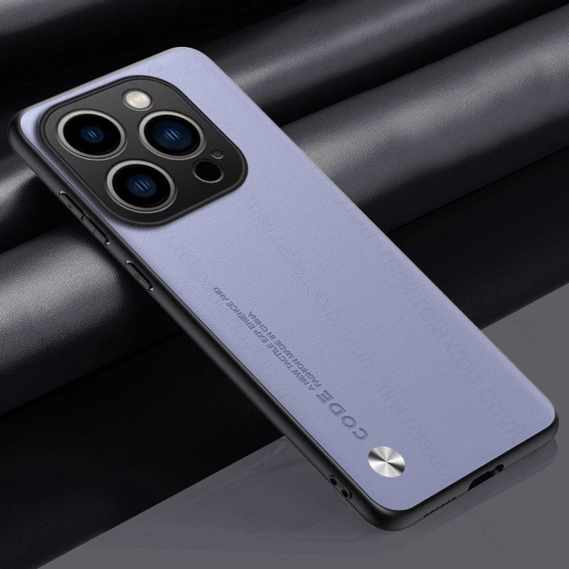 For iPhone 16 Pro Max Case Premium PU Leather Back Cover iPhone16 I Phone 16Pro 16 ProMax Plus Silicone Bumper Shockproof Coque