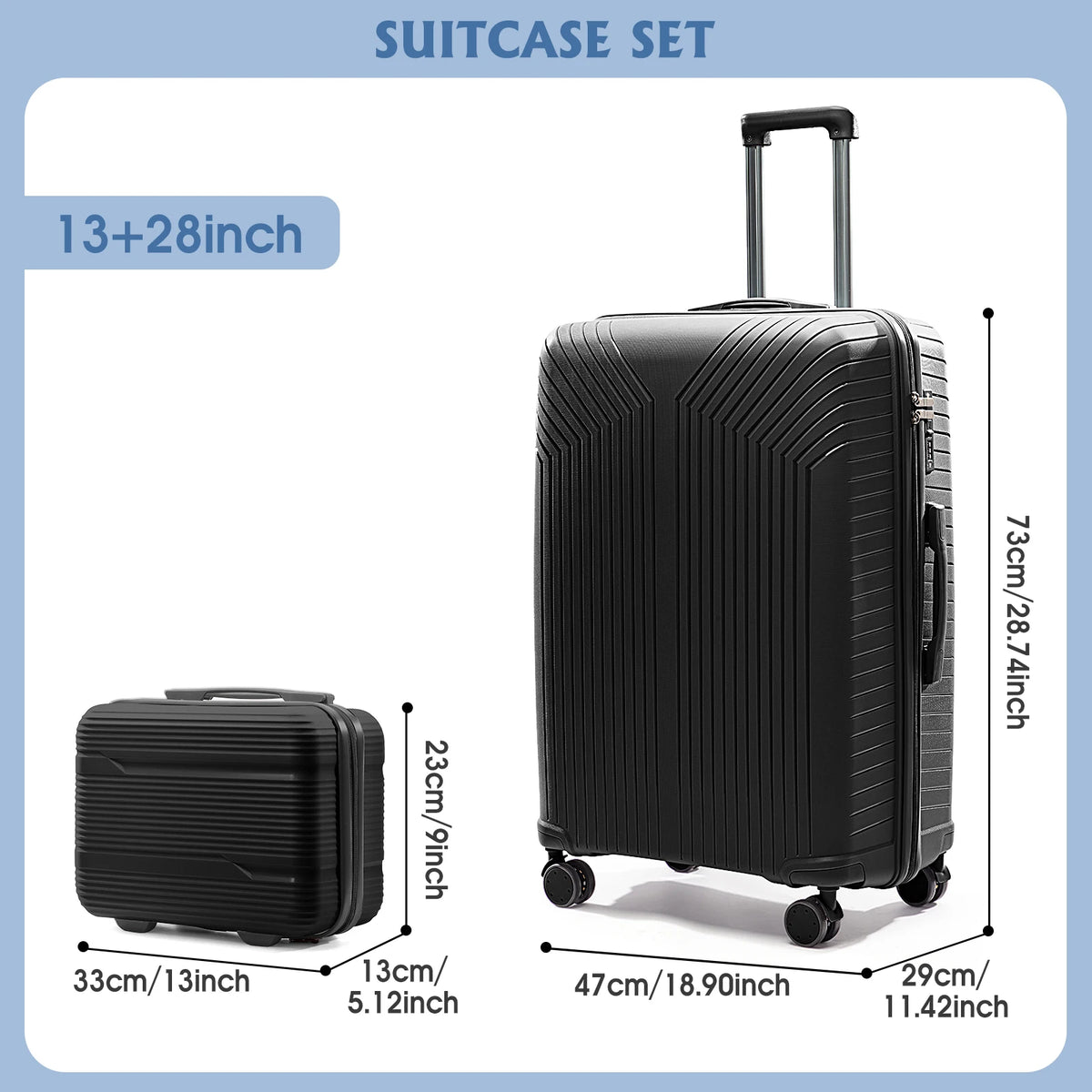 2024 New Durable13/20/28 Carry-On Suitcase - PP Material, Zippered & Password Lock, for Travel,Business Trip Cabin Luggege Trunk