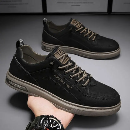 Men's Leather Shoes Casual Comfort Cricket Shoes Fashion Sneakers for Men Lightweight Driving Shoes