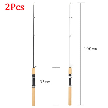 60 80 100CM Mini Telescopic Ice Fishing Rod Portable Carbon Fiber River Shrimp Carp Fishing Pole Winter Fishing Rod Tackle Pesca