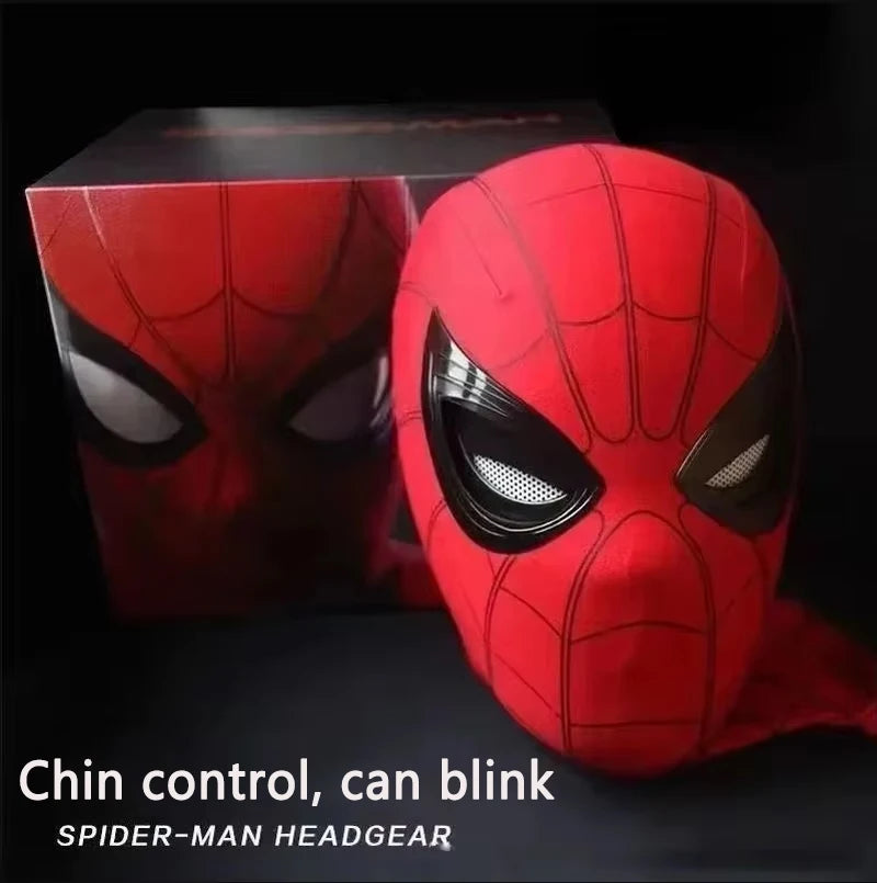 In Stock Miles Spider-Man 1:1 Scale Electronic Mask With Moving Glowing Eyes Ring Control Cosplay Toy Gift for Boys Gift