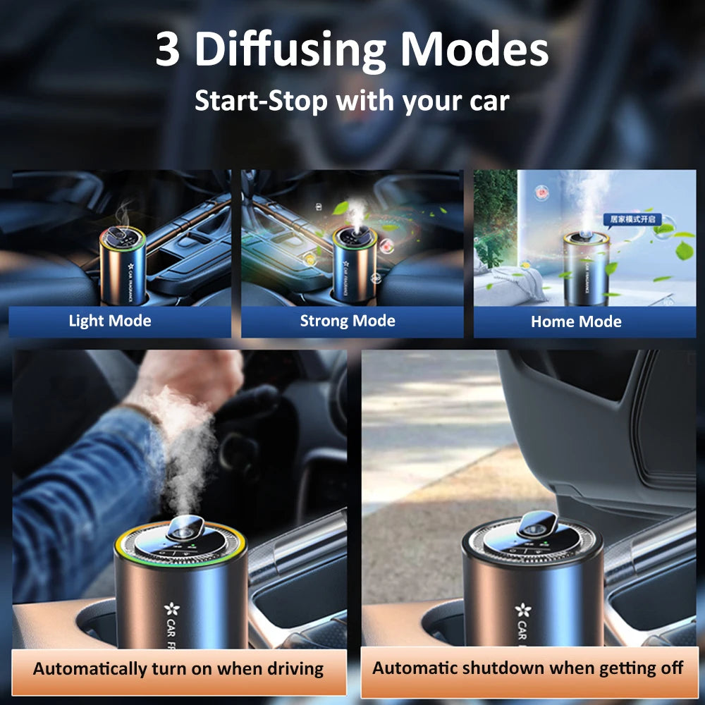 Car Aroma Diffuser With LED Starry Ambient Light 50ml Cologne Perfume Car Air Freshener Flavoring for Cars Fragrance Diffusers