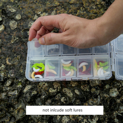 16.5 X 10 X 4cm 20 Compartments Plastic Fishing Tackle Box for Fishing Lures Baits / Hooks Storage, Transparent Fishing Case