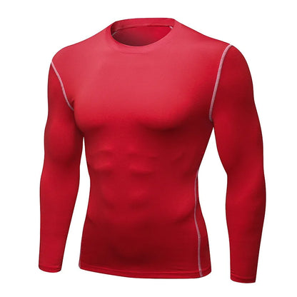 1pcs Men's Long-Sleeved Thermal Underwear Male Thin Tight Fitting Fast Dry Elastic Fitness Tops Man Autumn Winter Sprots Wear