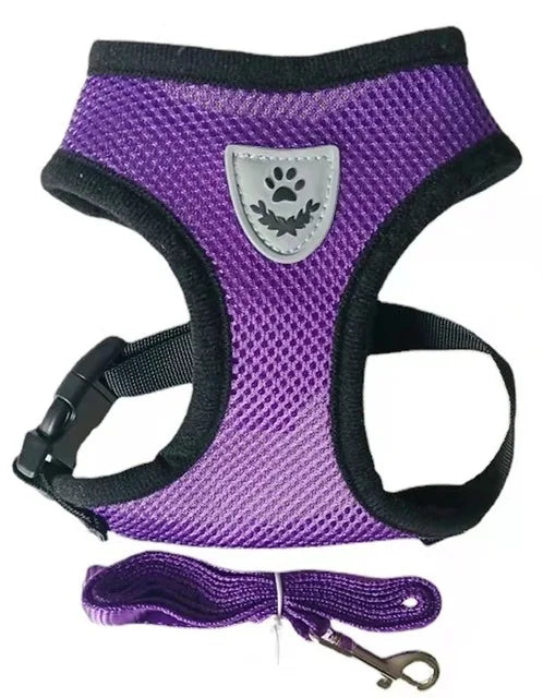Cat Dog Harness With Lead Leash Adjustable Vest Polyester Mesh Breathable Harnesses Reflective Sti for Small Dog Cat Accessories
