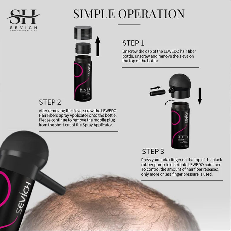SEVICH Hair Building Fiber Set Cover Sparse Hair or Bald Spots Hair Loss Regrowth Treatment Keratin Hair Fiber Powder Applicator