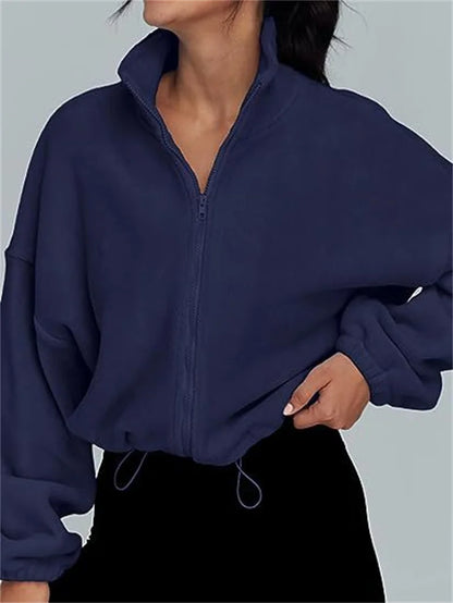 Women's Stand-Up Neck Zipper Cardigan