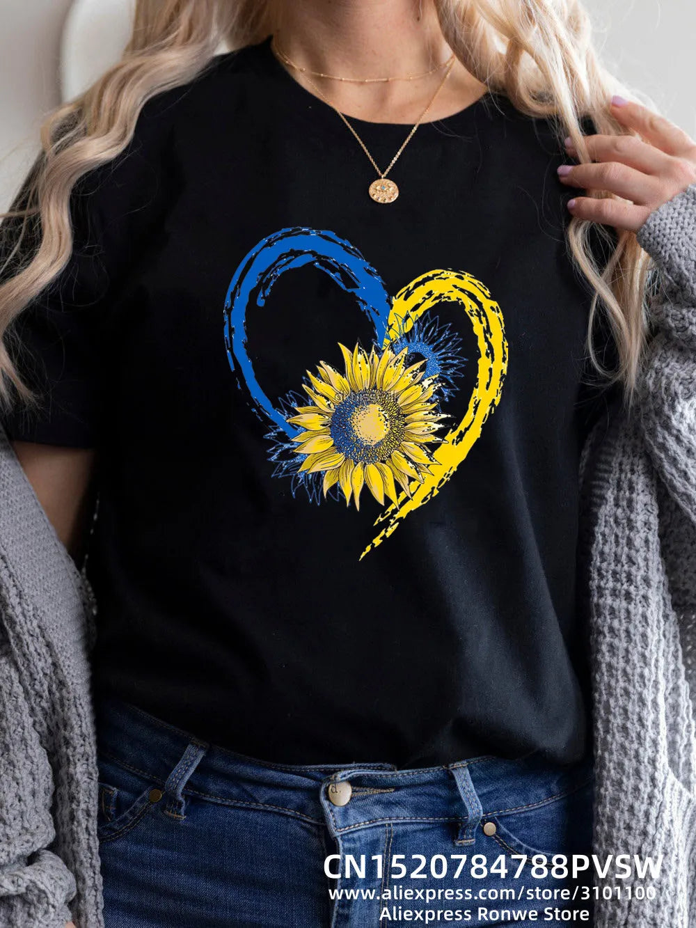 Heartbeat Blue Yellow Women Print T-Shirt Girl Y2K Short Sleeve Tee Tops Lady 90S Sweetshirts Female Harajuku Clothing