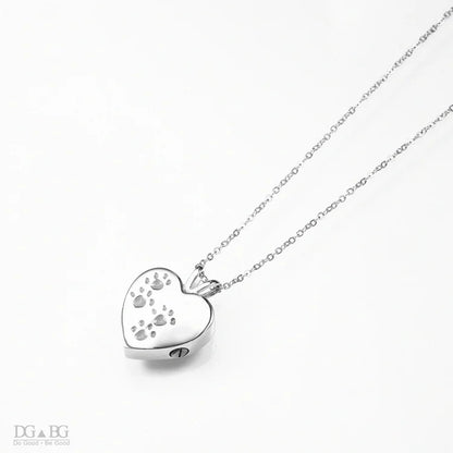 Keepsake Heart Pet Urn Titanium Steel Openable Locket Dog Caskets Cat Memorials Pendant Ash Cremation Holder Paw Print Necklace