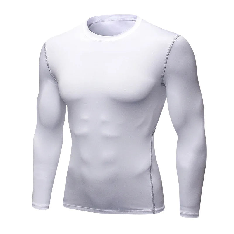 1pcs Men's Long-Sleeved Thermal Underwear Male Thin Tight Fitting Fast Dry Elastic Fitness Tops Man Autumn Winter Sprots Wear