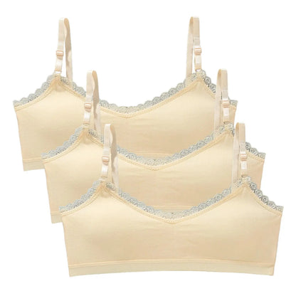 1/3pcs Girls Lace Bras Children Breathable Underwear Kids Tube Tops Soft Cotton-Padded Teens Youth Girls Washable Bras Camisoles
