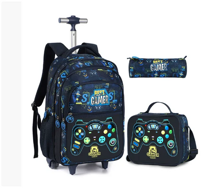 Boys Rolling Bags School Rolling Backpack With Wheels for Boys Football School Wheeled Backpack Set Kids Travel Luggage Bags
