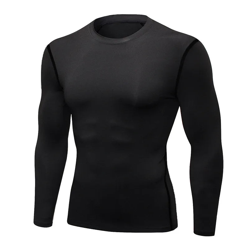 1pcs Men's Long-Sleeved Thermal Underwear Male Thin Tight Fitting Fast Dry Elastic Fitness Tops Man Autumn Winter Sprots Wear