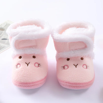 Cute Bear Baby Shoes Cartoon Soft Soled Snow Boots for Infant Boy Girl Autumn Winter Warm Thicken Plush Kids First Walkers 0-18m