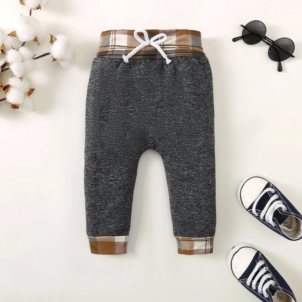 Winter Toddler  Boy    Hoodie Clothes  Baby  Outfits, Little Boys Plaid  Spliced  Long-Sleeved  With  Pants  2PCS  Clothing  Set