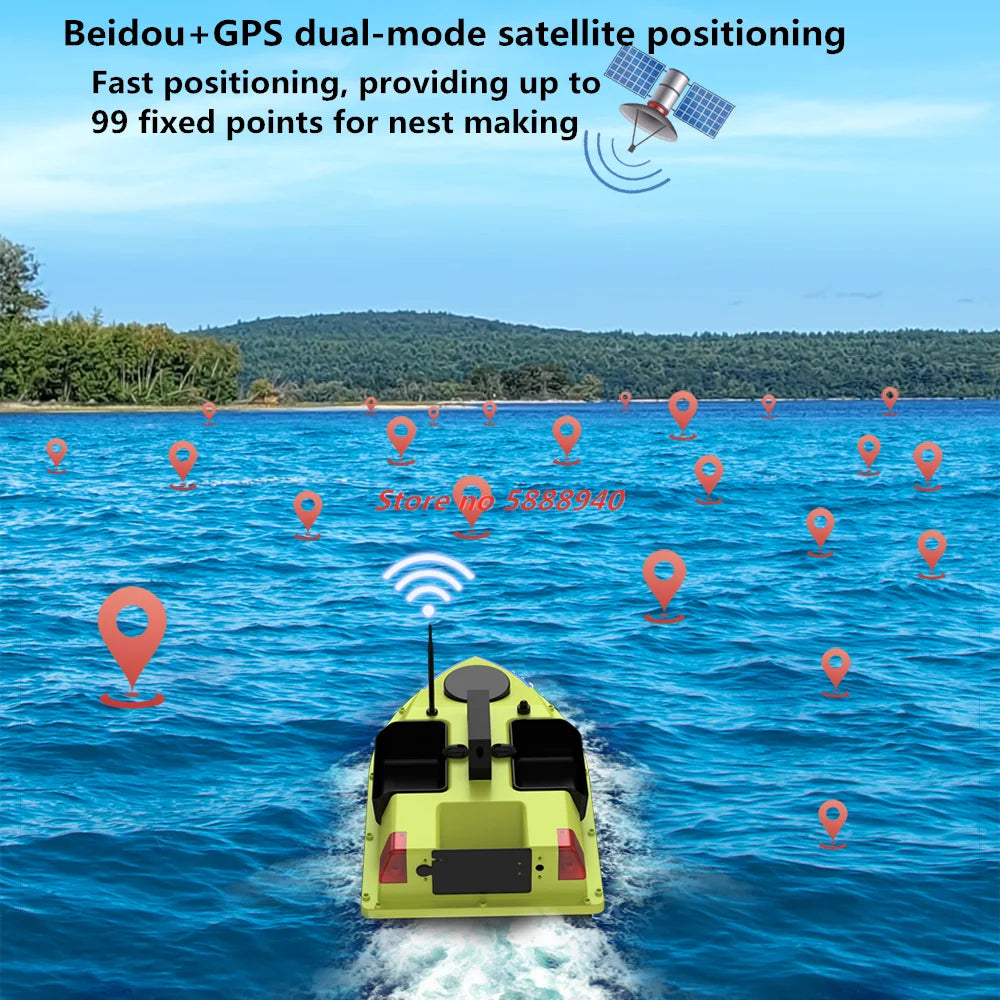 99 GPS Fishing Location RC Fishing Boat 2.4G 600M 3 Hopper Smart Speed Cruise Remote Control GPS Navigation Boat RC Nesting Boat